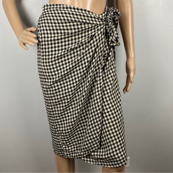 NEW TAVIK GINGHAM PRINT WRAP MIDI SKIRT - Picture 2 of 7
